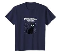 Purranormal Activity: Spooky Cat Halloween T-Shirt, Kids, Navy, 6 Years