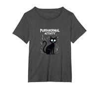Purranormal Activity: Spooky Cat Halloween T-Shirt, Women's Plus, Dark Heather Grey, 6X