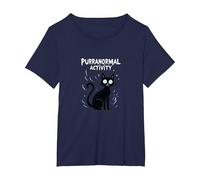 Purranormal Activity: Spooky Cat Halloween T-Shirt, Women's Plus, Navy, 6X