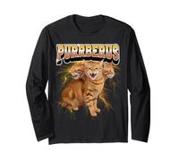 Purrberus 3-Headed Orange Cat Guarding The Underworld Long Sleeve T-Shirt