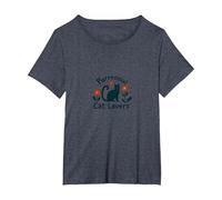 Purrennial Cat Lovers: Adorable Feline Garden T-Shirt, Women's Plus, Heather Blue, 2X