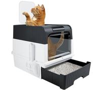 Purrfect Cat Litter Box - Tray with Scoop Lid - Easy Clean - Top Entry Hooded Litter Tray for Small and Medium Cats