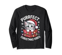 Purrfect Christmas Vibes Cute Kitten Lover Holiday Pet Tee Long Sleeve T-Shirt
