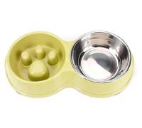 Purrfect Doggy Twin Slow Feeder Cat Puppy Dog Bowl for Slow Eating, Cat Bowls, Dog Bowls (Green)