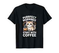 Purrfect Mornings Start with Coffee Cat Delight T-Shirt
