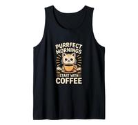 Purrfect Mornings Start with Coffee Cat Delight Tank Top