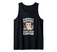 Purrfect Mornings Start with Coffee Cat Delight Tank Top
