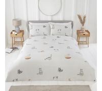 Purrfect Natural Duvet Cover Set, Bedding Set, Cats, hand drawn, reversible