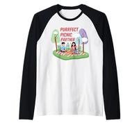 Purrfect Picnic Partner Funny Summer Vacation Trip Cat Lover Raglan Baseball Tee