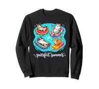 Purrfect Summer Cats Floating Pool Vacation Sweatshirt