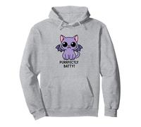 Purrfectly Batty Purple Cat Bat Funny Cute Halloween Pullover Hoodie