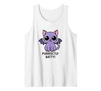 Purrfectly Batty Purple Cat Bat Funny Cute Halloween Tank Top
