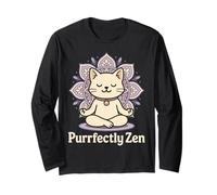 Purrfectly Zen Cat Meditating Mandala Long Sleeve T-Shirt