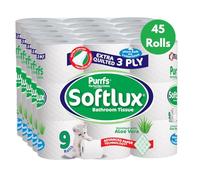 Purrfs Softlux 3ply Luxury Quilted Soft Toilet Rolls 9 Rolls (Aloe Vera, 45 Rolls)