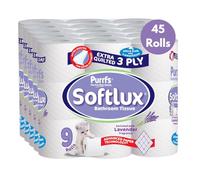 Purrfs Softlux 3ply Luxury Quilted Soft Toilet Rolls 9 Rolls Per Pack (Lavender, 45 Rolls)