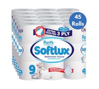 Purrfs Softlux 3ply Luxury Quilted Soft Toilet Rolls 9 Rolls Per Pack (Unscented, 45 Rolls)