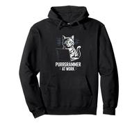 Purrgrammer At Work Cat Coding Pullover Hoodie