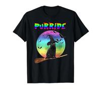 Purride Cat LGBT Gay Pride Black Cat Witch Halloween Costume Value Graphic T-Shirt, Men, Black, M