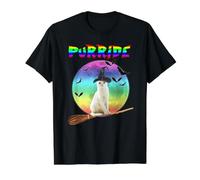 Purride Cat LGBT Gay Pride Cat Witch Halloween Costume Value Graphic T-Shirt, Men, Black, S