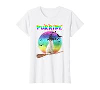 Purride Cat LGBT Gay Pride Cat Witch Halloween Costume Value Graphic T-Shirt, Women, White, S