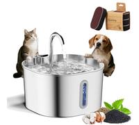 Purrify Stainless Steel Water Fountain, Automatic Water Dispenser for Dogs and Cats, Large Capacity Filtered Kitty Water Bowl with Silent Water Pump and 4-Stage Filtration, Pet Supplies Easy Clean
