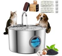 Purrify Stainless Steel Water Fountain, Automatic Water Dispenser for Dogs and Cats, Large Capacity Filtered Kitty Water Bowl with Silent Water Pump and 4-Stage Filtration, Pet Supplies Easy Clean