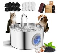 Purrify Stainless Steel Water Fountain, Automatic Water Dispenser for Dogs and Cats, Large Capacity Filtered Kitty Water Bowl with Silent Water Pump and 4-Stage Filtration, Pet Supplies Easy Clean