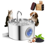 Purrify Stainless Steel Water Fountain, Automatic Water Dispenser for Dogs and Cats, Large Capacity Filtered Kitty Water Bowl with Silent Water Pump and 4-Stage Filtration, Pet Supplies Easy Clean