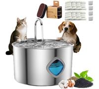 Purrify Stainless Steel Water Fountain, Automatic Water Dispenser for Dogs and Cats, Large Capacity Filtered Kitty Water Bowl with Silent Water Pump and 4-Stage Filtration, Pet Supplies Easy Clean