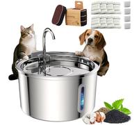 Purrify Stainless Steel Water Fountain, Automatic Water Dispenser for Dogs and Cats, Large Capacity Filtered Kitty Water Bowl with Silent Water Pump and 4-Stage Filtration, Pet Supplies Easy Clean