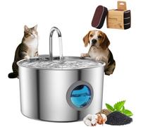 Purrify Stainless Steel Water Fountain, Automatic Water Dispenser for Dogs and Cats, Large Capacity Filtered Kitty Water Bowl with Silent Water Pump and 4-Stage Filtration, Pet Supplies Easy Clean
