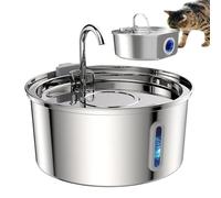 PurrifyCat Water Fountain, 108oz/3.2L wireless Cat Water Fountain Stainless Steel, with Ultra Quiet Pump, Multi-Filtration, Easy Clean, Automatic Pet Drinking Dispenser for Cats Indoor (A2, 3.2L)