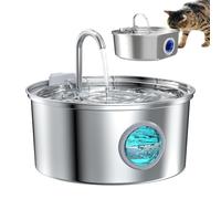 PurrifyCat Water Fountain, 108oz/3.2L wireless Cat Water Fountain Stainless Steel, with Ultra Quiet Pump, Multi-Filtration, Easy Clean, Automatic Pet Drinking Dispenser for Cats Indoor (A1, 3.2L)