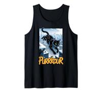 Purrkour Cute Parkour Black Cat and Snowy Urban Rooftops Tank Top