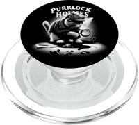 Purrlock Holmes Cat Detective Tee - Mystery Fun Inspector PopSockets PopGrip for MagSafe