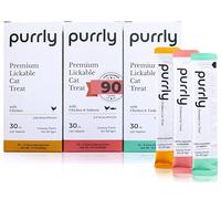 Purrly Premium Cat Licking Treat Low Calorie Healthy Chicken Variety Pack (90 Count) - Human Grade Protein Sources with Functional Nutrients, Creamy Puree for Cats