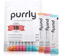 Purrly Wet Cat Snack, Licking, Low Calorie, Healthy, Grain Free, with Tuna (18 Count) Creamy Squeeze Puree with Food Grade Proteins and Functional Nutrients - No