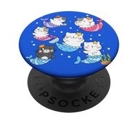Purrmaid Dreams - Cute Cat Mermaid Fantasy Graphic PopSockets Adhesive PopGrip