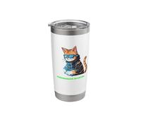 Purrmission Granted - Cyber Hacker Cat Tech Humor Stainless Steel Insulated Tumbler