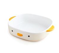 PURROOM Cute Duck Baking Dish, Ceramic Casserole Square Dish, Porcelain Pie Pan, 9x9 in Medium Baking Pan with Handles, Oven Safe & Durable Bakeware for Lasagna.