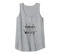 Purrsist and Success: Cat Lover Motivational Tank Top, Women, Heather Grey, L