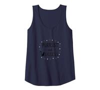 Purrsist and Success: Cat Lover Motivational Tank Top, Women, Navy, M