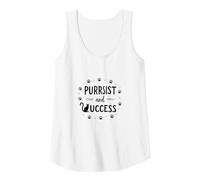 Purrsist and Success: Cat Lover Motivational Tank Top, Women, White, S