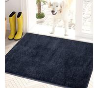 PURRUGS Dirt Trapper Door Mat 20" x 31.5", Non-Slip Machine Washable Entry Rug, Shoe Scraper, Dog Doormat, Super Absorbent Welcome Mat for Front & Back Door, Muddy Shoes & Paws, Navy Blue