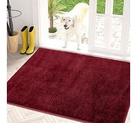 PURRUGS Dirt Trapper Door Mat 31.5" x 47", Non-Slip Machine Washable Entry Rug, Shoe Scraper, Dog Doormat, Super Absorbent Welcome Mat for Front & Back Door, Muddy Shoes & Paws, Burgundy Red