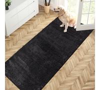 PURRUGS Dirt Trapper Door Mat 31.5" x 70", Non-Slip Machine Washable Entry Rug, Shoe Scraper, Dog Doormat, Super Absorbent Welcome Mat for Front & Back Door, Muddy Shoes & Paws, Charcoal