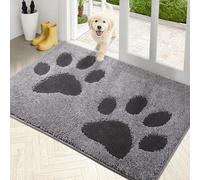 PURRUGS Dirt Trapper Door Mat 33.5" x 59", Non-Skid/Slip Machine Washable Microfiber Entryway Rug, Dog Doormat, Super Absorbent Welcome Mat for Muddy Wet Shoes and Paws, Grey