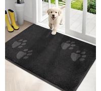 PURRUGS Dirt Trapping Door Mat 32" x 47", Non-Skid/Slip Machine Washable Microfiber Entrance Rug, Shoes Scraper, Dog Doormat, Super Absorbent Floor Mat for Muddy Wet Shoes and Paws, Charcoal