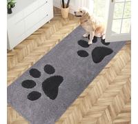 PURRUGS Dirt Trapping Door Mat 32" x 70", Non-Skid/Slip Machine Washable Microfiber Entryway Rug, Dog Doormat, Super Absorbent Welcome Mat for Muddy Wet Shoes and Paws, Grey