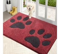 PURRUGS Dirt Trapping Door Mat 33.5" x 59", Non-Skid/Slip Machine Washable Microfiber Entryway Rug, Dog Doormat, Super Absorbent Welcome Mat for Muddy Wet Shoes and Paws, Burgundy Red